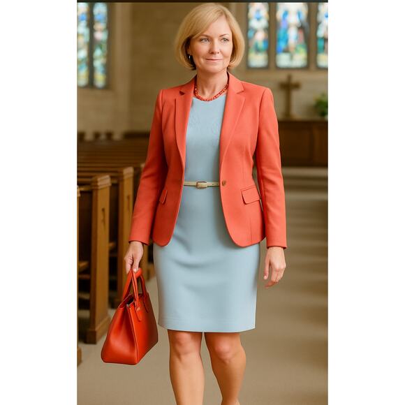 Brooks Brothers Light Blue Sheath Dress Size 6 Beaded Embroidered Detail NWT - Picture 10 of 11